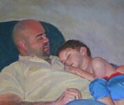 Jeff and the Sleepy Child (after Mary Cassatt)